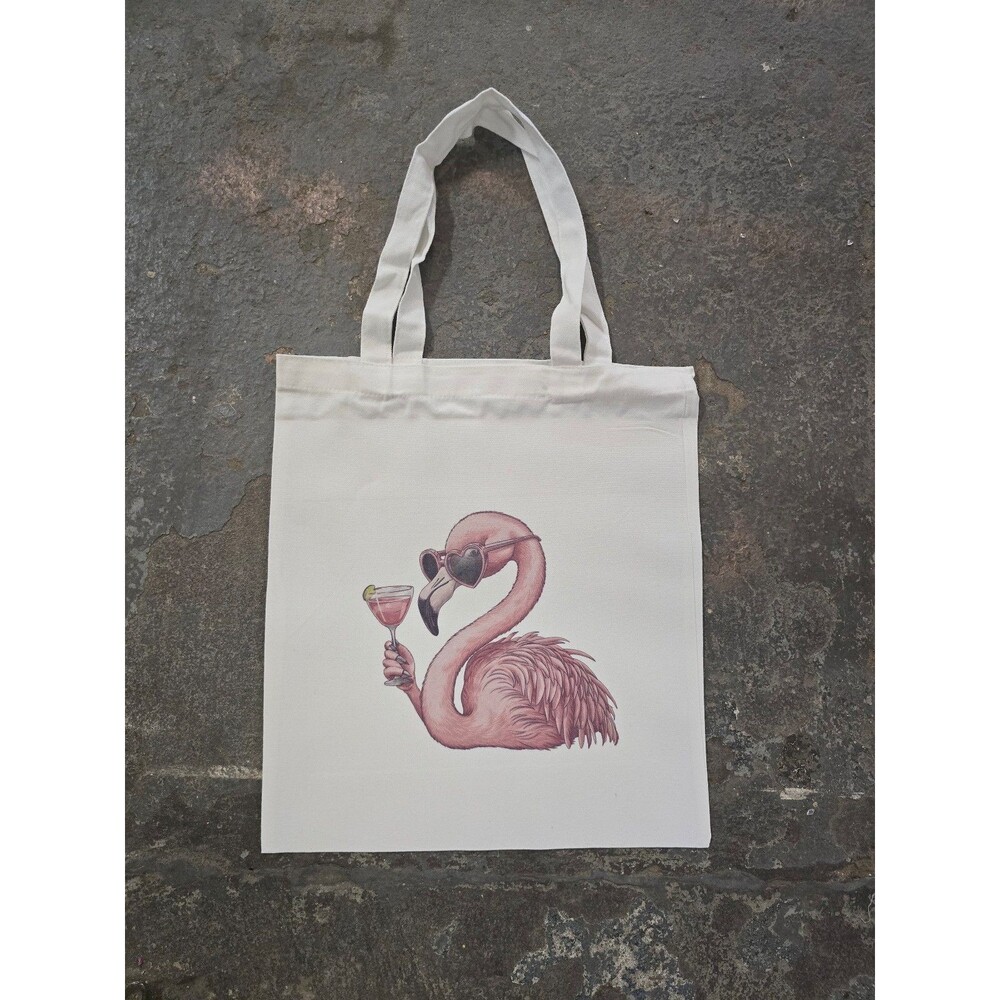 Tote Bag Sassy Flamingo Beach Canvas Tote
